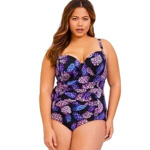 Torrid Pineapple Push-Up Demi Slim Fix Swimsuit - Size 3S
